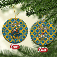 Buffalo Soldiers Christmas Ceramic Ornament with Blue Yellow Plaid Parade Illustration Design - Wonder Print Shop