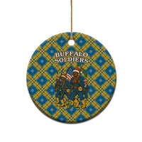 Buffalo Soldiers Christmas Ceramic Ornament with Blue Yellow Plaid Parade Illustration Design - Wonder Print Shop