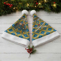 Buffalo Soldiers Christmas Santa Hat with Blue Yellow Plaid Parade Illustration Design - Wonder Print Shop