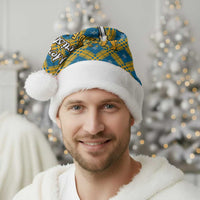 Buffalo Soldiers Christmas Santa Hat with Blue Yellow Plaid Parade Illustration Design - Wonder Print Shop