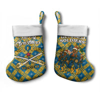 Buffalo Soldiers Christmas Stocking with Blue Yellow Plaid Parade Illustration Design - Wonder Print Shop