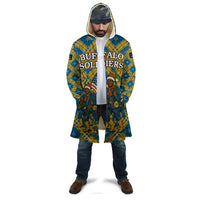 Buffalo Soldiers Christmas Cloak with Blue Yellow Plaid Parade Illustration Design - Wonder Print Shop