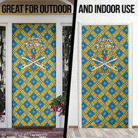 Buffalo Soldiers Christmas Door Cover with Blue Yellow Plaid Parade Illustration Design - Wonder Print Shop