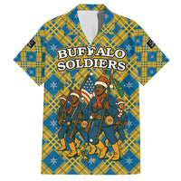 Buffalo Soldiers Christmas Hawaiian Shirt with Blue Yellow Plaid Parade Illustration Design - Wonder Print Shop