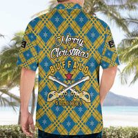 Buffalo Soldiers Christmas Hawaiian Shirt with Blue Yellow Plaid Parade Illustration Design - Wonder Print Shop