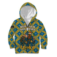 Buffalo Soldiers Christmas Kid Hoodie with Blue Yellow Plaid Parade Illustration Design - Wonder Print Shop