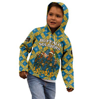 Buffalo Soldiers Christmas Kid Hoodie with Blue Yellow Plaid Parade Illustration Design - Wonder Print Shop