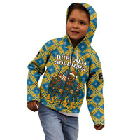 Buffalo Soldiers Christmas Kid Hoodie with Blue Yellow Plaid Parade Illustration Design - Wonder Print Shop