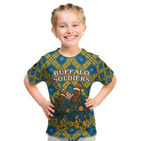 Buffalo Soldiers Christmas Kid T Shirt with Blue Yellow Plaid Parade Illustration Design - Wonder Print Shop