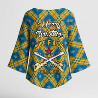 Buffalo Soldiers Christmas Kimono Sleeve Blouse with Blue Yellow Plaid Parade Illustration Design - Wonder Print Shop