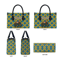 Buffalo Soldiers Christmas Leather Bag with Blue Yellow Plaid Parade Illustration Design - Wonder Print Shop