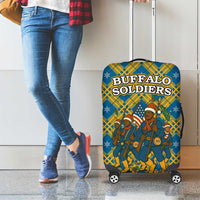Buffalo Soldiers Christmas Luggage Cover with Blue Yellow Plaid Parade Illustration Design - Wonder Print Shop