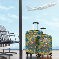 Buffalo Soldiers Christmas Luggage Cover with Blue Yellow Plaid Parade Illustration Design - Wonder Print Shop