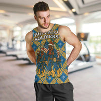 Buffalo Soldiers Christmas Men Tank Top with Blue Yellow Plaid Parade Illustration Design - Wonder Print Shop