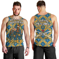 Buffalo Soldiers Christmas Men Tank Top with Blue Yellow Plaid Parade Illustration Design - Wonder Print Shop
