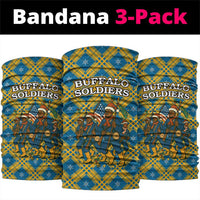 Buffalo Soldiers Christmas Neck Gaiter with Blue Yellow Plaid Parade Illustration Design - Wonder Print Shop