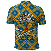 Buffalo Soldiers Christmas Polo Shirt with Blue Yellow Plaid Parade Illustration Design - Wonder Print Shop