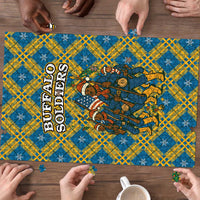 Buffalo Soldiers Christmas Puzzle with Blue Yellow Plaid Parade Illustration Design - Wonder Print Shop