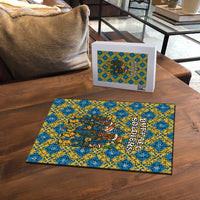 Buffalo Soldiers Christmas Puzzle with Blue Yellow Plaid Parade Illustration Design - Wonder Print Shop