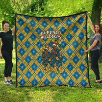 Buffalo Soldiers Christmas Quilt with Blue Yellow Plaid Parade Illustration Design - Wonder Print Shop