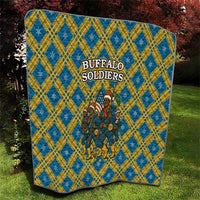 Buffalo Soldiers Christmas Quilt with Blue Yellow Plaid Parade Illustration Design - Wonder Print Shop