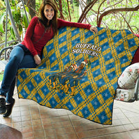 Buffalo Soldiers Christmas Quilt with Blue Yellow Plaid Parade Illustration Design - Wonder Print Shop