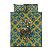 Buffalo Soldiers Christmas Quilt Bed Set with Blue Yellow Plaid Parade Illustration Design - Wonder Print Shop