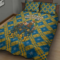 Buffalo Soldiers Christmas Quilt Bed Set with Blue Yellow Plaid Parade Illustration Design - Wonder Print Shop