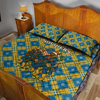 Buffalo Soldiers Christmas Quilt Bed Set with Blue Yellow Plaid Parade Illustration Design - Wonder Print Shop