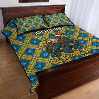Buffalo Soldiers Christmas Quilt Bed Set with Blue Yellow Plaid Parade Illustration Design - Wonder Print Shop