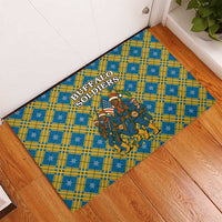 Buffalo Soldiers Christmas Rubber Doormat with Blue Yellow Plaid Parade Illustration Design - Wonder Print Shop