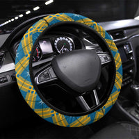 Buffalo Soldiers Christmas Steering Wheel Cover with Blue Yellow Plaid Parade Illustration Design - Wonder Print Shop