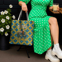 Buffalo Soldiers Christmas Tote Bag with Blue Yellow Plaid Parade Illustration Design - Wonder Print Shop