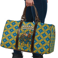 Buffalo Soldiers Christmas Travel Bag with Blue Yellow Plaid Parade Illustration Design - Wonder Print Shop