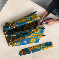 Buffalo Soldiers Christmas Umbrella with Blue Yellow Plaid Parade Illustration Design - Wonder Print Shop