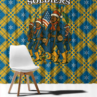 Buffalo Soldiers Christmas Window Curtain with Blue Yellow Plaid Parade Illustration Design - Wonder Print Shop
