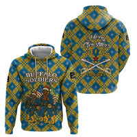 Buffalo Soldiers Christmas Zip Hoodie with Blue Yellow Plaid Parade Illustration Design - Wonder Print Shop