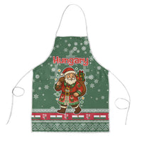 Hungary Christmas Apron with Green Snowflake Pattern Santa Claus Motif - Wonder Print Shop