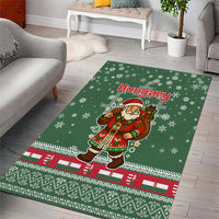 Hungary Christmas Area Rug with Green Snowflake Pattern Santa Claus Motif - Wonder Print Shop