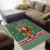 Hungary Christmas Area Rug with Green Snowflake Pattern Santa Claus Motif - Wonder Print Shop