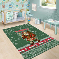 Hungary Christmas Area Rug with Green Snowflake Pattern Santa Claus Motif - Wonder Print Shop