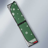 Hungary Christmas Auto Sun Shade with Green Snowflake Pattern Santa Claus Motif - Wonder Print Shop