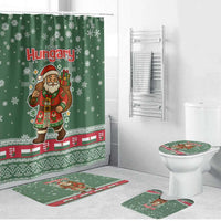 Hungary Christmas Bathroom Set with Green Snowflake Pattern Santa Claus Motif - Wonder Print Shop