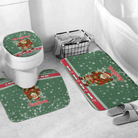 Hungary Christmas Bathroom Set with Green Snowflake Pattern Santa Claus Motif - Wonder Print Shop