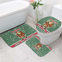 Hungary Christmas Bathroom Set with Green Snowflake Pattern Santa Claus Motif - Wonder Print Shop
