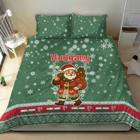 Hungary Christmas Bedding Set with Green Snowflake Pattern Santa Claus Motif - Wonder Print Shop