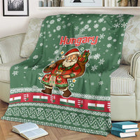 Hungary Christmas Blanket with Green Snowflake Pattern Santa Claus Motif - Wonder Print Shop