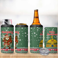 Hungary Christmas 4 in 1 Can Cooler Tumbler with Green Snowflake Pattern Santa Claus Motif - Wonder Print Shop