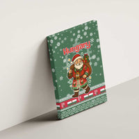Hungary Christmas Canvas Wall Art with Green Snowflake Pattern Santa Claus Motif - Wonder Print Shop