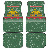 Hungary Christmas Car Mats with Green Snowflake Pattern Santa Claus Motif - Wonder Print Shop